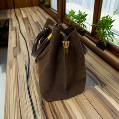 Women's Triangular Tote Handbag with Golden Hardware & Detachable Straps