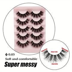 5 Pairs Messy Slender Fibers Fluffy False Eyelashes