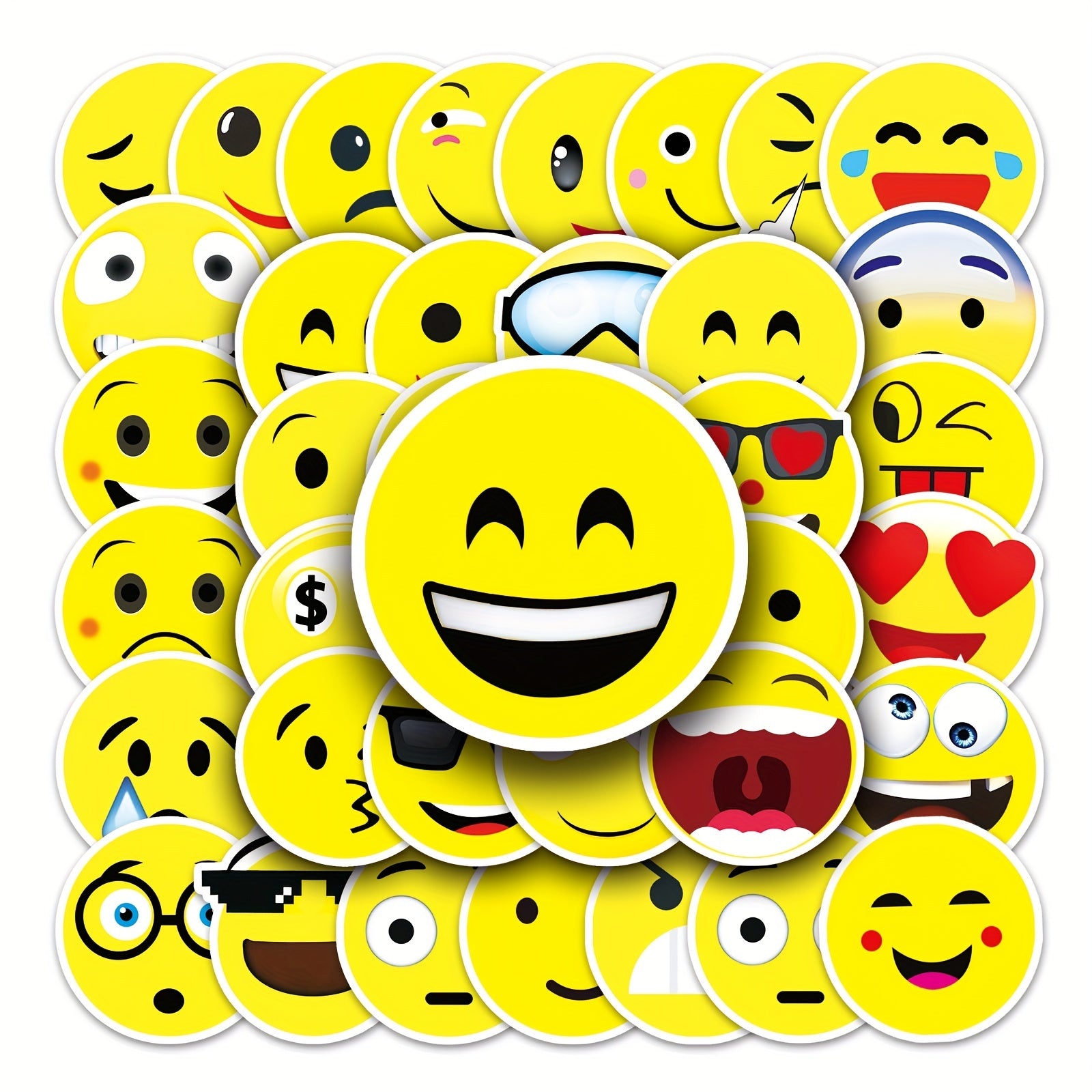 50pcs Smiling Face Stickers Waterproof Luggage Graffiti Motorcycle Car