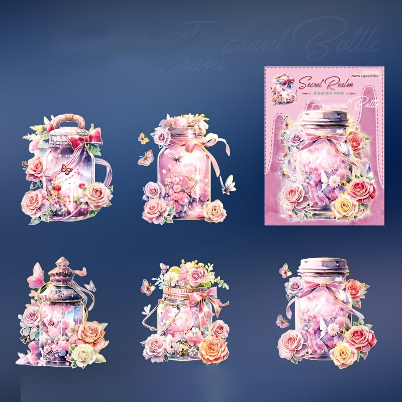 10 Pieces PET Sticker Pack Fragrance Bottle DIY Decoration Materials
