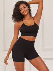 Solid Ribbed Push Up Bra & Panties Lingerie Set