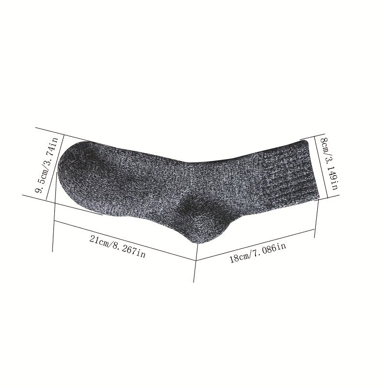 5 Pairs Men's Thick Wide Crew Socks for Spring Autumn