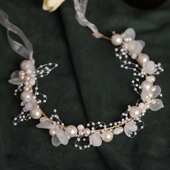 Pearl Wedding Flower Band & Headband Jewelry Set