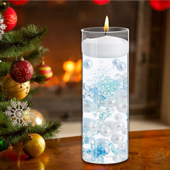Christmas Vase Snowflake Decoration Kit Pearl Water Floating Candle