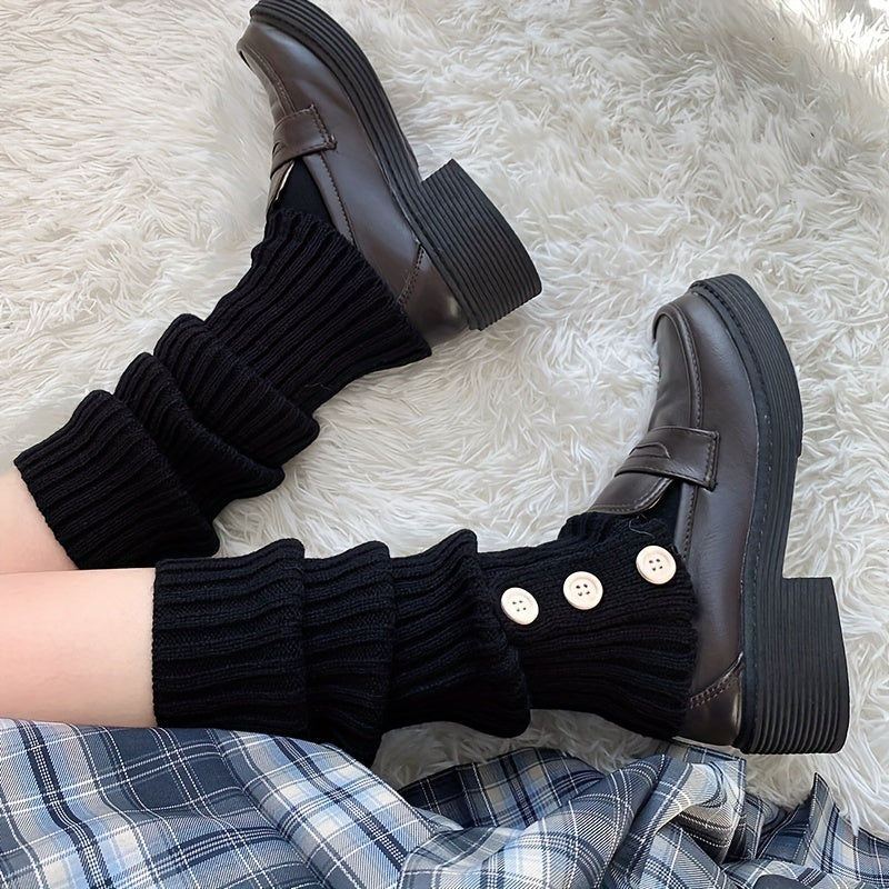 Rib Knit Leg Warmers Knee High Socks Women's Stockings