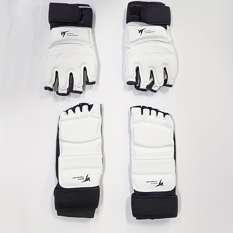 1 Pair Hand Guards And 1 Pair Foot Guards - Taekwondo Gloves And Foot Guards