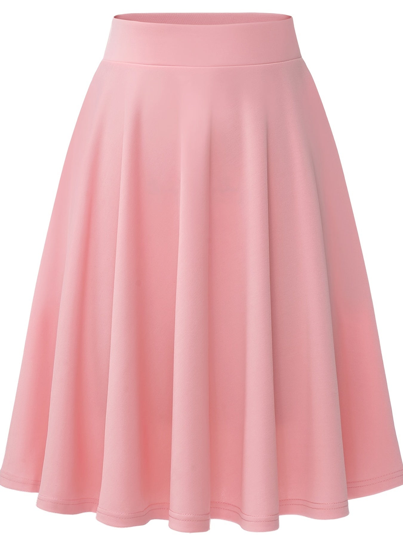 Casual Slim Skater Skirt High Waisted Solid Skirt