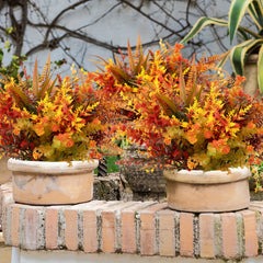 9pcs Artificial Fall Flowers Outdoor UV Resistant Faux Autumn Plants