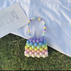 Kids Faux Pearl Beaded Mini Tote Bag