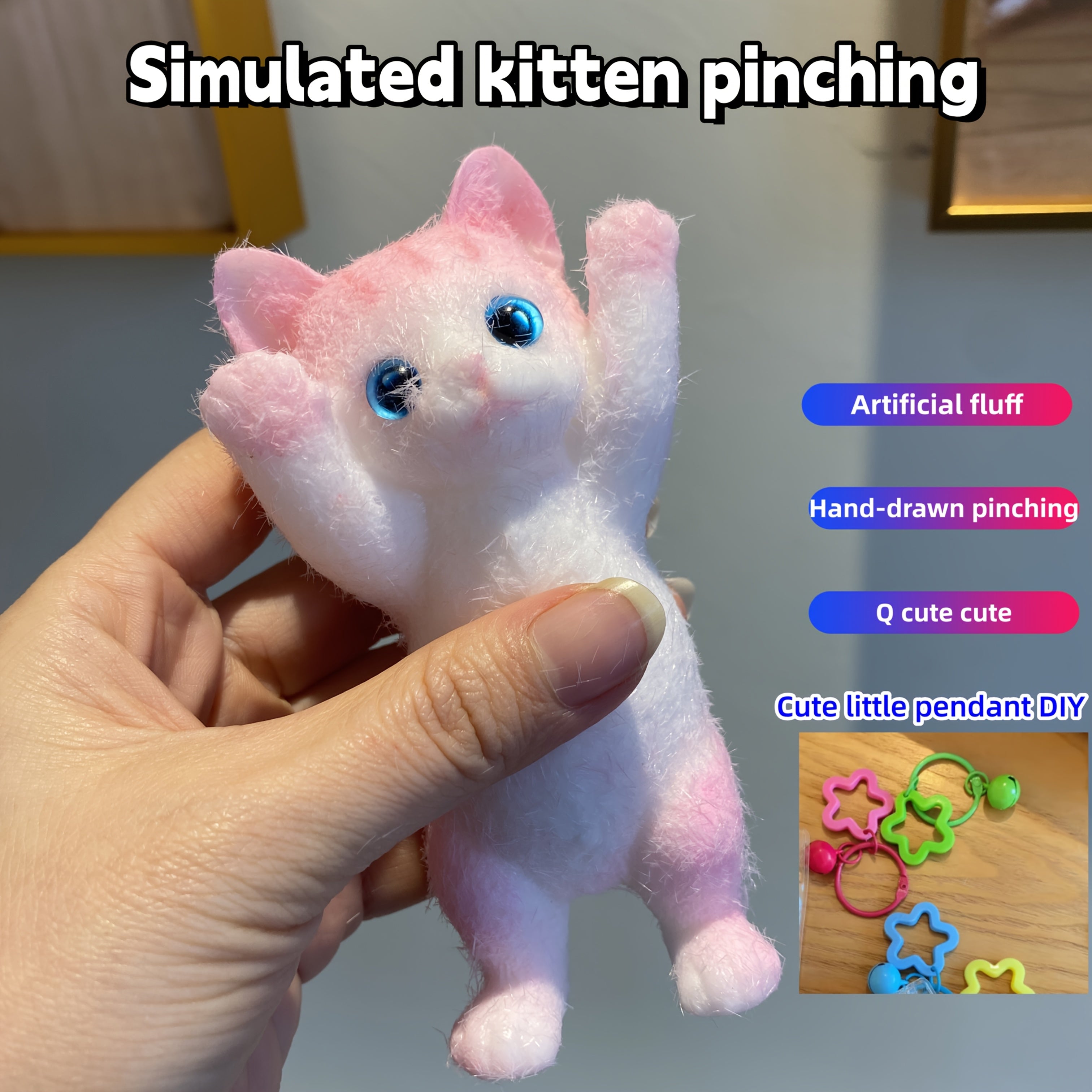 Soft Rubber Kitten Squeeze Toy Plush Action Toy Ages 3+