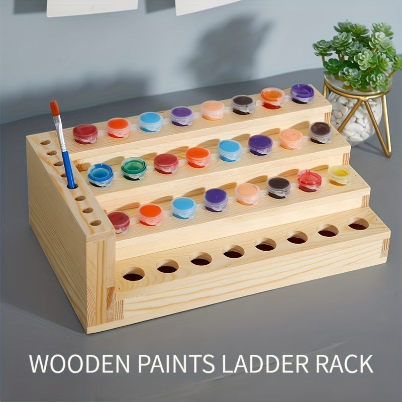 Wood Paint Holder Paint Storage And Display Box Holds 32 Paint Bottle