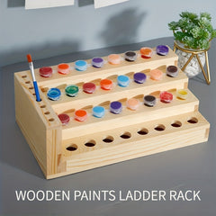 Wood Paint Holder Paint Storage And Display Box Holds 32 Paint Bottle