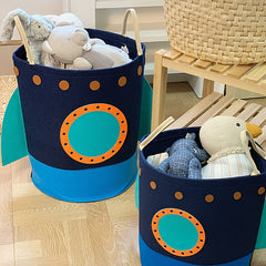 Large Capacity Fabric Space Themed Laundry Hamper with Squirrel