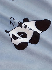 Cartoon Panda Print 3 Pc Loungewear Set Women's Plus