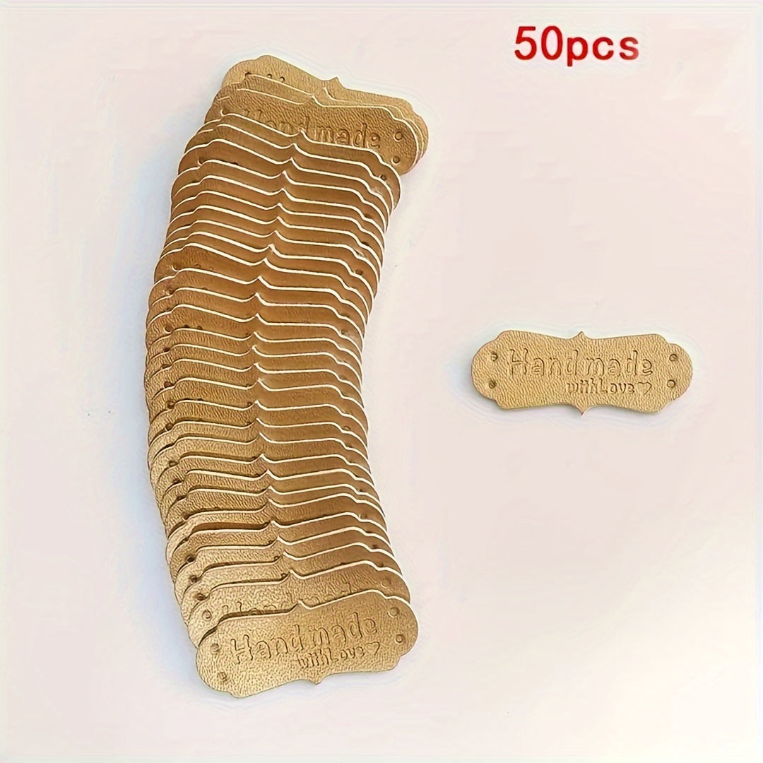 50 Pack Synthetic Leather Labels - DIY Knitting & Sewing Crafts