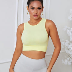 Medium Stretch Sporty Bra Shockproof Running Fitness Yoga Crop Tank Top