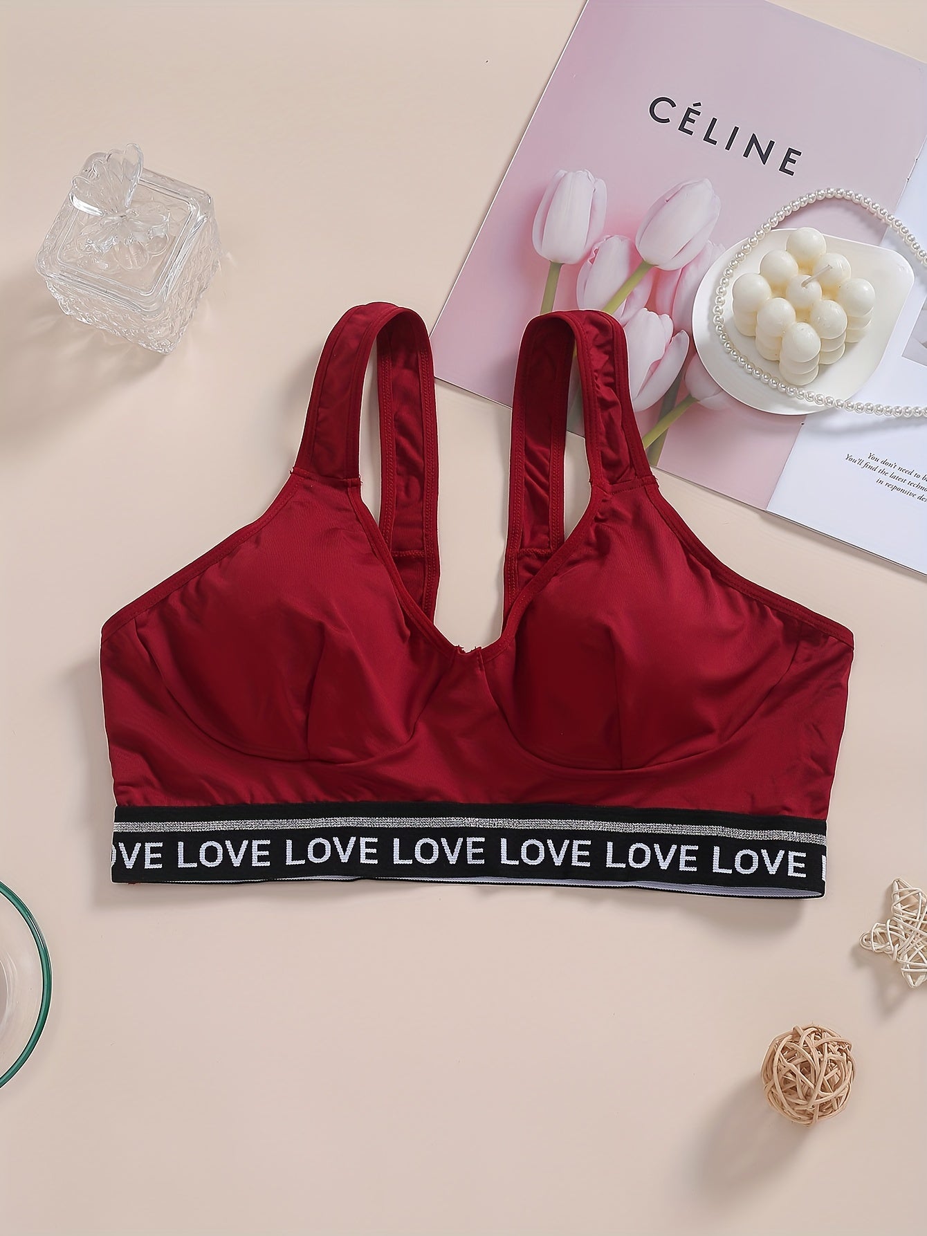 Women's Plus Glitter Tape Sporty Bralette