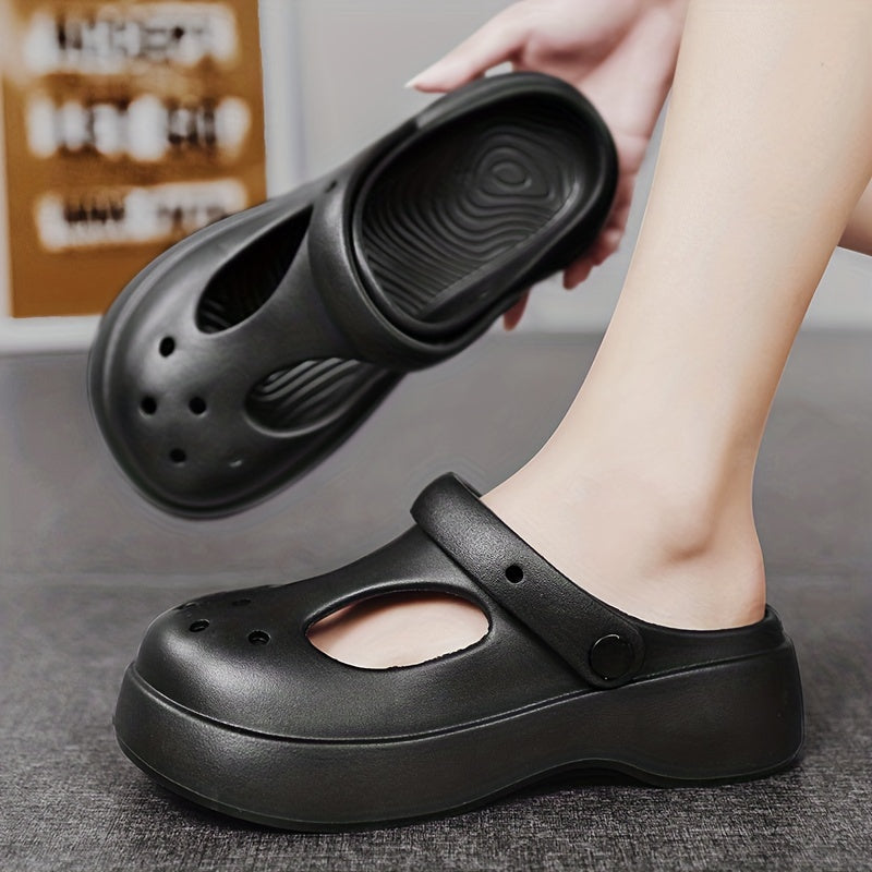 Women's Platform Clogs Hollow Out Closed Toe Slip-On Sandals