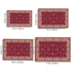 Vintage Floral Faux Wool Area Rug Non-slip Carpet for Living Room Bedroom