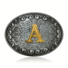26 Initial Letters Family Name Denim Stunt Belt Buckle