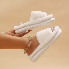 Women's Fuzzy House Slippers Warm & Comfy Open Toe Indoor Shoes
