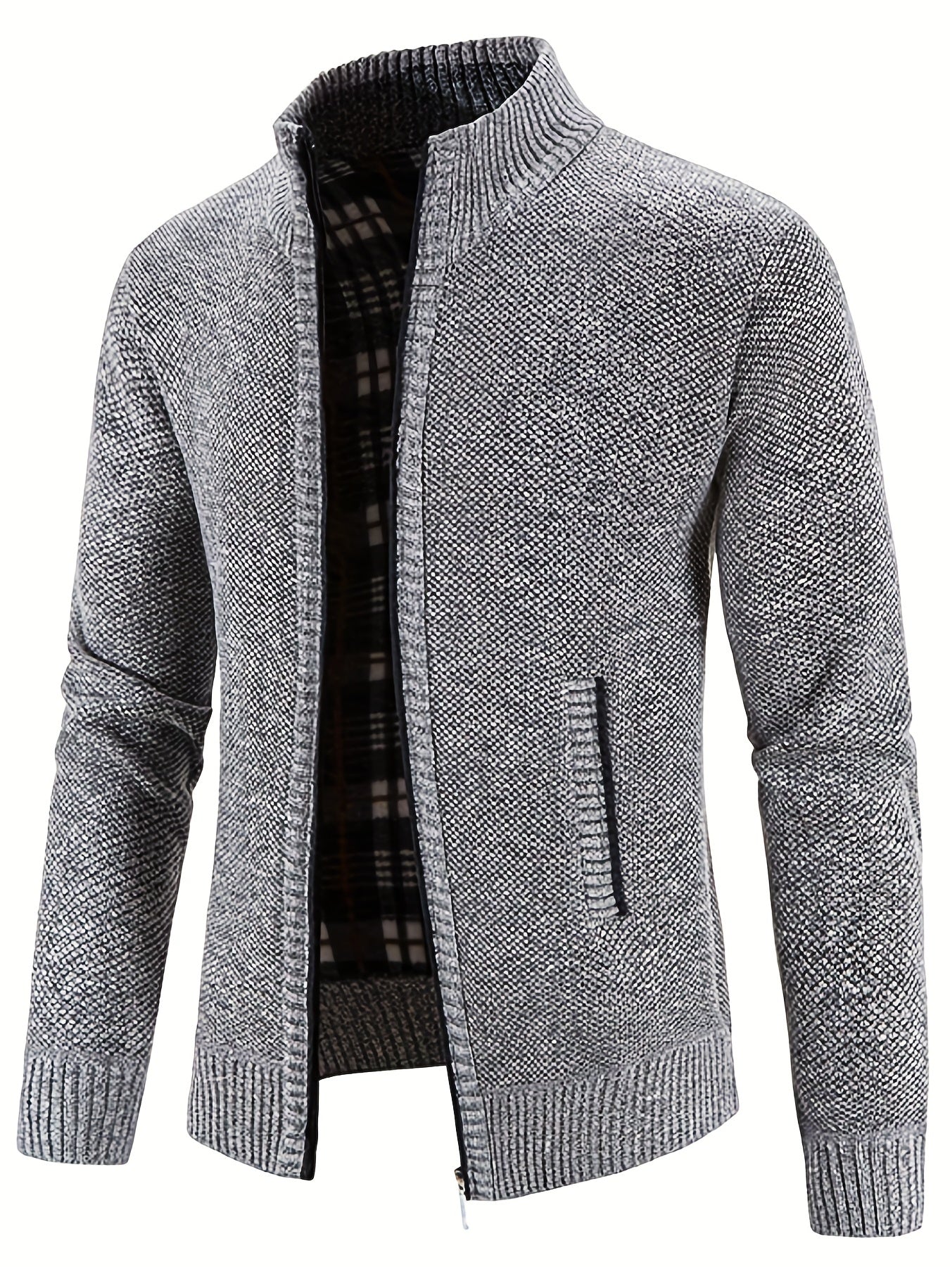 Men's Winter Knit Zip Up Cardigan Thick Warm Coat