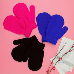 4 Pairs Winter Sports Mittens for Kids, Warm Knitted Gloves