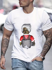 Creepy Doll Print Men's Graphic Tee