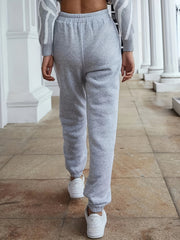 Casual Fleece Elastic Waist Sweatpants for Women