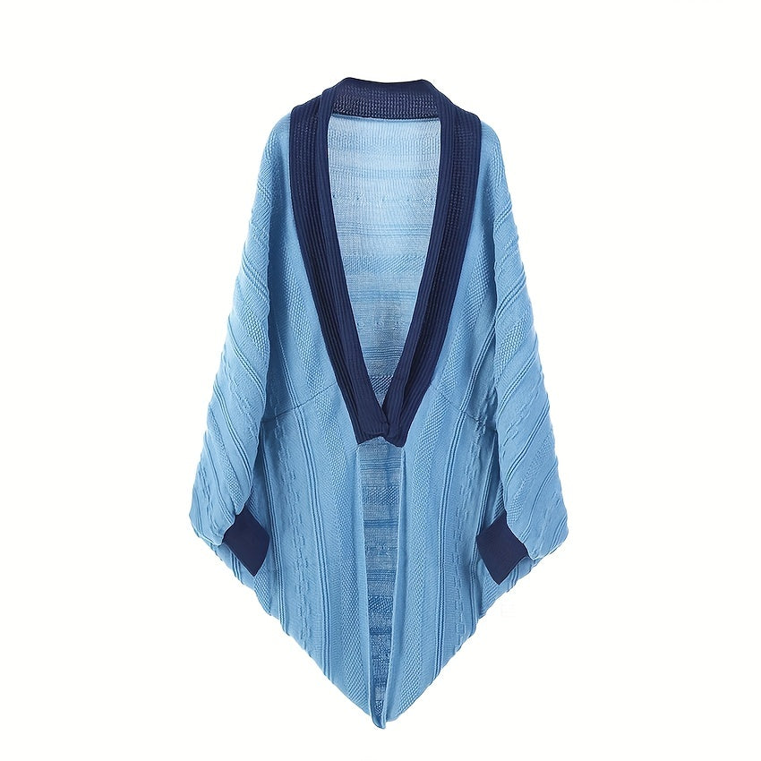 Cashmere Cardigan Large Warm Shawl Wrap Solid Retro Cape With Sleeves
