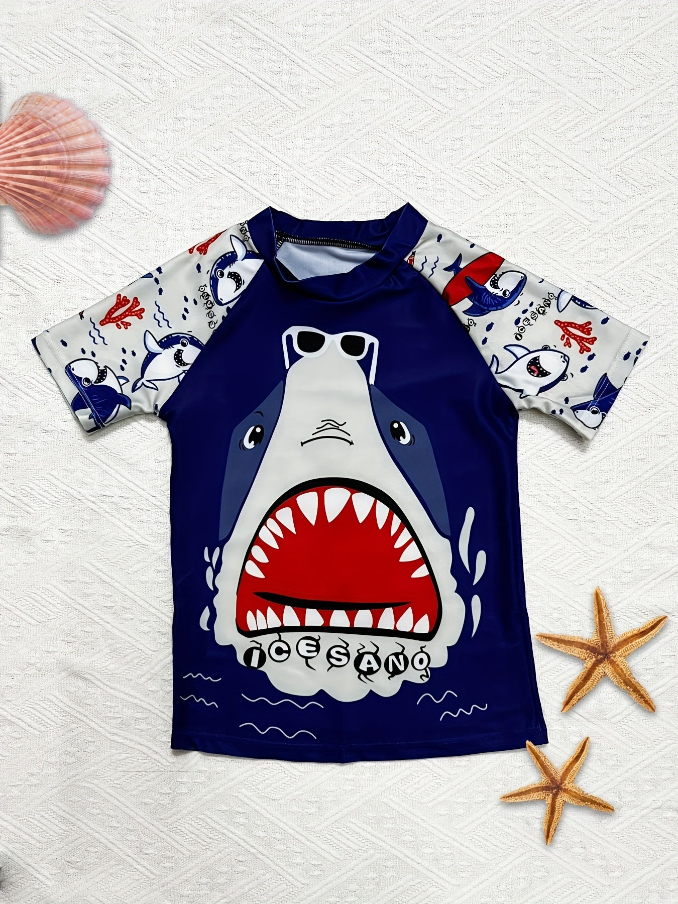 Toddler Boys Shark Graphic Surfing Set Summer Beach Clothes Bathing Suits