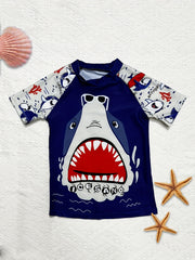 Toddler Boys Shark Graphic Surfing Set Summer Beach Clothes Bathing Suits