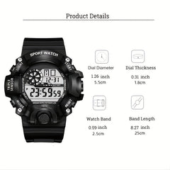 Men Silicone Strap Sporty Date Alarm Stopwatch Digital Watch