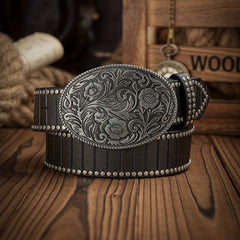 Western Style Vertical Grain PU Leather Belt For Men