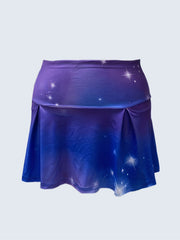 Ombre Print Glitter Wide Band Waist Casual Skort