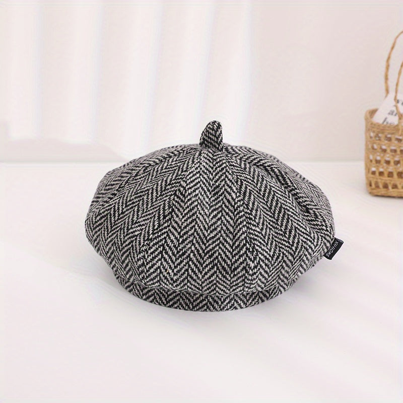 Striped Sun Cap for Kids Girls Newsboy Hat