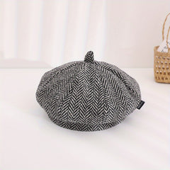 Striped Sun Cap for Kids Girls Newsboy Hat