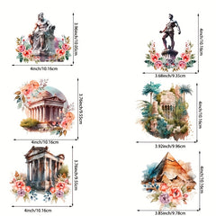 6pcs Greek Theme Iron on Transfer Stickers Decals