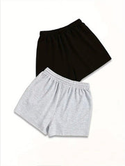 Letter & Number Print Shorts 2 Pack Drawstring Waist