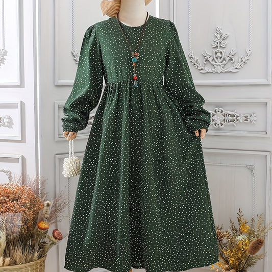 Girls Polka Dot Long Sleeve Dress for Fall Spring