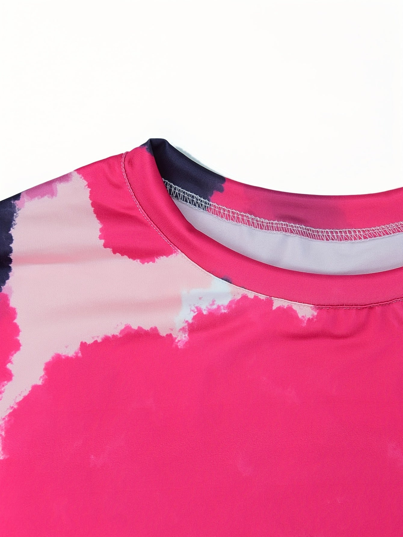 Pink Print Loose Short Sleeve T-Shirt for Sports Fitness Yoga Running
