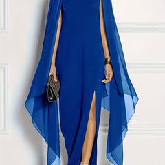 Solid Split Chiffon Sleeveless Evening Dress Spring & Summer Maxi Dress