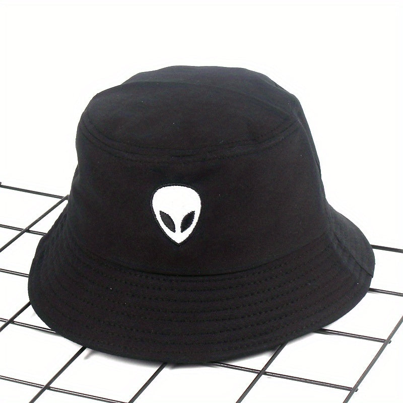 Unisex Foldable Sunshade Bucket Hat Alien Pattern Double sided Sun Hat