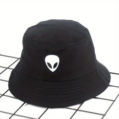 Unisex Foldable Sunshade Bucket Hat Alien Pattern Double sided Sun Hat