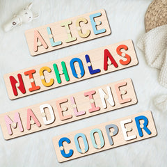 Custom Wooden Name Puzzle with Handle - Personalized English Alphabet