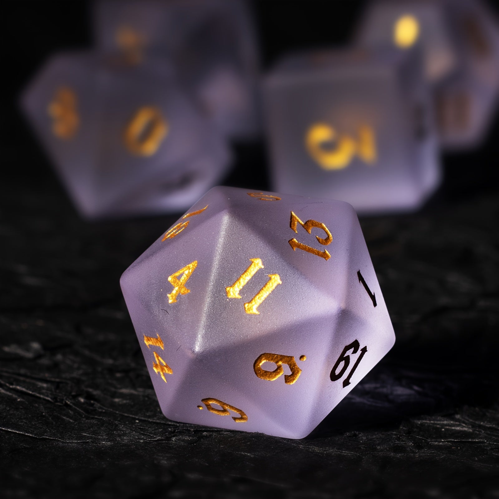 7pcs Purple Glass Gemstone Dices for Board Game
