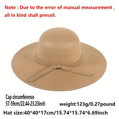 Felt Fedora Cap Wide Brim Solid Floppy Sun Hat Outdoor Travel Beach Hats