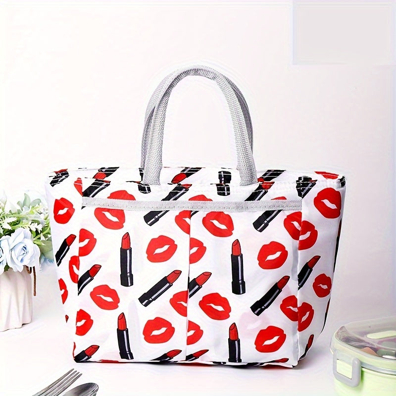 Large Capacity Printed Insulated Lunch Bag for Picnic