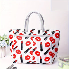 Large Capacity Printed Insulated Lunch Bag for Picnic