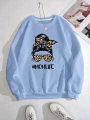 Girl Graphic Print Pullover Crew Neck Sweatshirt